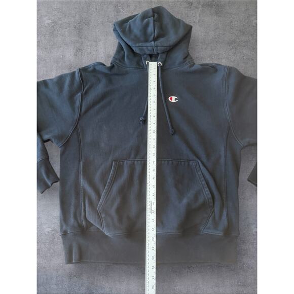 Vtg Champion Reverse Weave Black Hoodie Mens Large Faded Pullover Sweater Y2K - Picture 4 of 9